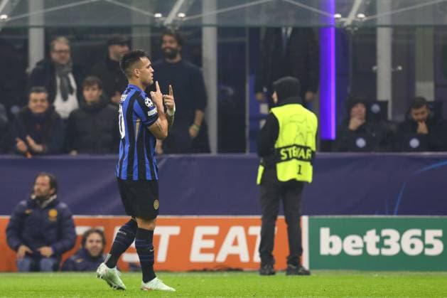 January 29, 2025, Milan, Lombardy, Italy: LAUTARO MARTINEZ 10 of INTER celebrates scoring his side s third goal on Matchday 8 of 8 in the Group Stage of the UEFA Champions League 2024 2025 between INTER MILAN and AS MONACO at San Siro in Milan, Italy Milan Italy - ZUMAc179 20250129_zep_c179_085 Copyright: xMickaelxChavetx