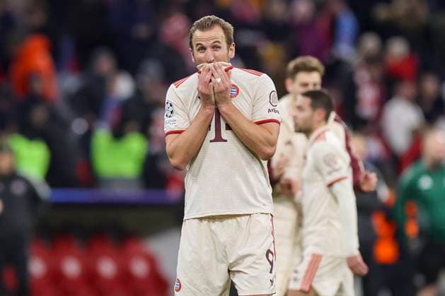 Harry Kane (FC Bayern Muenchen) schaut enttaeuscht, UEFA Champions League 2024 25 League Phase MD8, FC Bayern München v SK Slovan Bratislava, Allianz Arena am 29. January 2025 in München, Deutschland. (Foto von Marco Steinbrenner DeFodi Images) Harry Kane (FC Bayern Muenchen) looks dejected, UEFA Champions League 2024 25 League Phase MD8, FC Bayern München v SK Slovan Bratislava, Allianz Arena, January 29, 2025 in Munich, Germany. (Photo by Marco Steinbrenner DeFodi Images) Defodi-700_muenchen_bratis_20250129_064