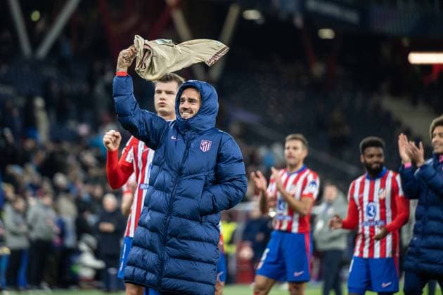 Atletico Madrid players a a winning match celebrate during UEFA Champions league match, Red Bull Salzburg - Atletico Madrid , 29. january 2025, Red Bull Arena, Salzburg, Austria Copyright: xMICHALxFAJT,ZOSPORTU.SKx MAJ_3372