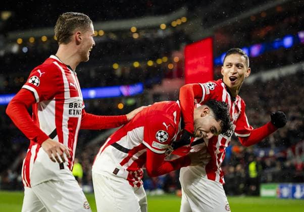 EINDHOVEN - Ricardo Pepi of PSV Eindhoven celebrates 3-2 during the UEFA Champions League match between PSV Eindhoven and Liverpool FC at Phillips Stadium on Jan. 29, 2025 in Eindhoven, Netherlands. ANP KOEN VAN WEEL UEFA Champions League 2024 25 League Phase MD8 2024 25 xVIxANPxSportx xxANPxIVx 518659768 originalFilename: 518659768.jpg