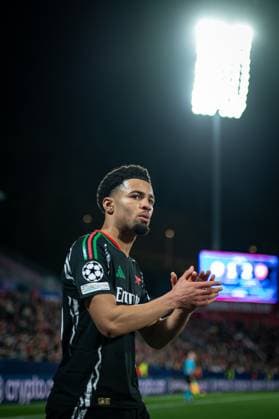 Ethan Nwaneri (Arsenal FC) gestures during a UEFA Champions League match between Girona FC and Arsenal FC at Estadi Municipal de Montilivi in Girona, Girona, Spain, on January 29 2025. Photo by Felipe Mondino Copyright: x@FELIPExMONDINOx