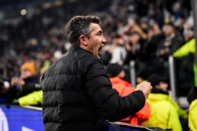 Juventus FC v SL Benfica - UEFA Champion League Bruno Lage, head coach of SL Benfica, celebrates the victory at the end of the UEFA Champions League 2024 25 league phase football match between Juventus FC and SL Benfica. Turin Italy Copyright: xNicolòxCampox