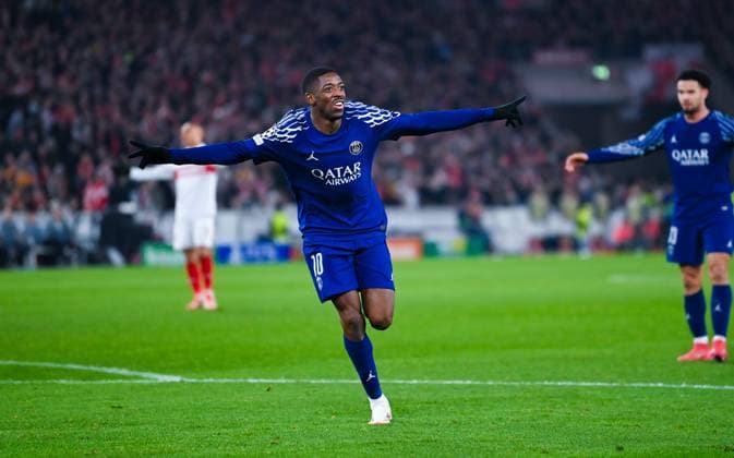 Ousmane Dembele (Paris Saint-Germain) celebrates his third goal during the UEFA Champions League 2024 25 League Phase MD8 match between VfB Stuttgart and Paris Saint-Germain at MHPArena on January 29, 2025 in Stuttgart, Germany. (Photo by Silas Schueller DeFodi Images) Defodi-738_738_VFBPSG_20250129_222