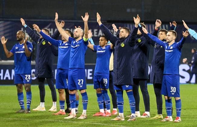 Croatia, Zagreb, 290125. Maksimir Stadium. Football match of the 8th round of the UEFA Champions League, Dinamo - Milan. In the photo: Dinamo. Photo: Goran Mehkek CROPIX Zagreb Croatia Copyright: xxGoranxMehkekx gm_dinamo_milan96-290125