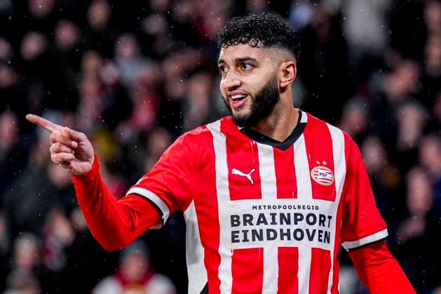 EINDHOVEN, NETHERLANDS - JANUARY 29: Ismael Saibari of PSV celebrates after scoring his team s second goal during the UEFA Champions League 2024 25 League Phase MD8 match between PSV Eindhoven and Liverpool FC at PSV Stadion on January 29, 2025 in Eindhoven, Netherlands. (Photo by Rene Nijhuis) SOC  Copyright: xRenexNijhuis