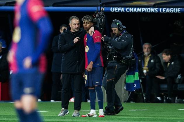 Hansi Flick FC Barcelona, Barca Lamine Yamal (FC Barcelona) during the UEFA Champions League 2024 25 League Phase MD8 match between FC Barcelona and Atalanta BC at Estadi Olimpic Lluis Companys on January 29, 2025 in Barcelona, Spain. (Photo by Xavi Bonilla DeFodi Images) Defodi-674_20250129_XB3_2700