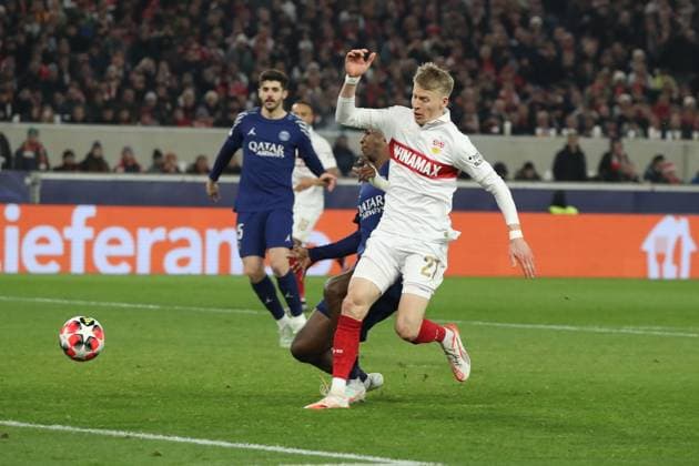29.01.25 VfB Stuttgart - Paris St. Germain Deutschland, Stuttgart, 29.01.2025, Fussball, UEFA Champions League, VfB Stuttgart - Paris St. Germain: 1:4 durch Chris Führich, rechts, VfB(VfB Stuttgart).