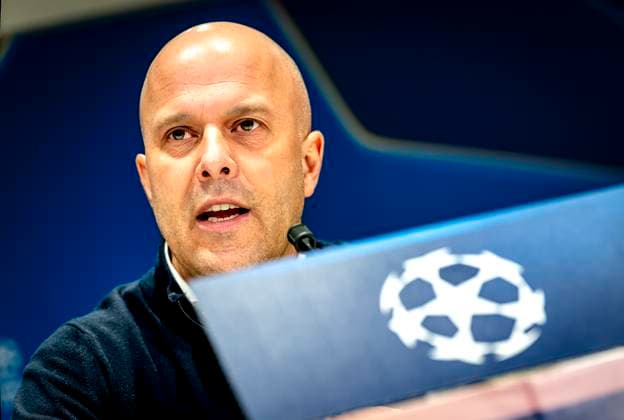 Liverpool FC trainer Arne Slot during te press conference, PK, Pressekonferenz after the match PSV - Liverpool at the Philips stadium for the Champions League - League phase - Matchday 8 season 2024-2025 in EINDHOVEN, Netherlands on 29 january 2025, (photo by Marcel van Dorst EYE4images DeFodi Images) Defodi-746_211777
