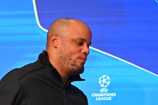 Trainer Vincent KOMPANY (Bayern Muenchen), Einzelbild,angeschnittenes Einzelmotiv,Portraet,Portrait,Porträt, seitlich,Profil, Pressekonferenz. Fussball Champions League Ligaphase, FC Bayern Muenchen - SK Slovan Bratislava 3-1 am 29.01.2025 , A L L I A N Z A R E N A.