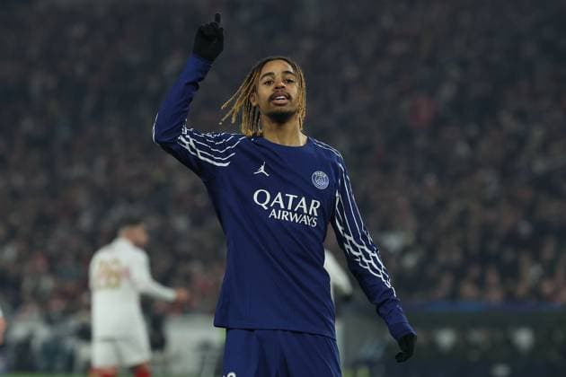 Stuttgart 29. January 2025 Uefa Champions League phase 2024 25 Matchday 8, VFB Stuttgart - Paris Saint Germain v.l., Bradley Barcola (Paris Saint-Germain) Torjubel, Goal celebration, celebrate the goal Copyright: JoaquimxFerreira