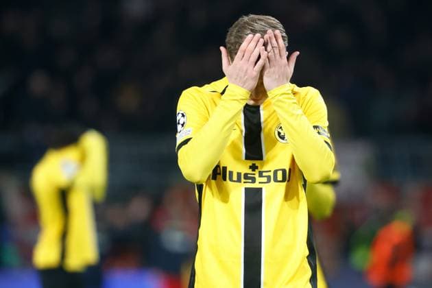 Young Boys - Belgrad Lewin Blum (YB) entaeuscht 29.01.2025 Stadion St.Jakob Park Basel , SCHWEIZ, Fussball Herren Saison 2024 2025 UEFA Champions League BSC Young Boys Bern - Roter Stern Belgrad Lewin Blum (YB) entaeuscht