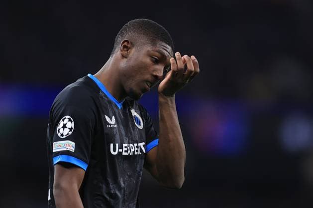 Football - UEFA Champions League - League Phase - Manchester City v Club Brugge 29th January 2025 - UEFA Champions League - League Phase - Manchester City v Club Brugge - Joel Ordonez of Club Brugge looks dejected - Photo: Simon Stacpoole Offside. Manchester UK Copyright: xSimonxStacpoolexOffside