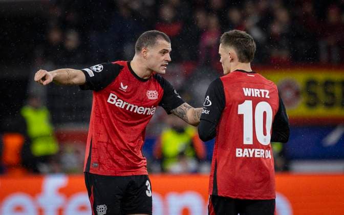 Leverkusen, Germany. 29th Jan 2025. Granit Xhaka (LEV) Florian Wirtz (LEV) Bayer Leverkusen - Sparta Prag 29.01.2025