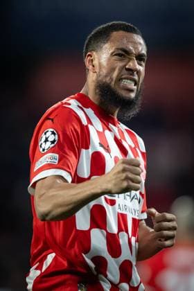 January 29, 2025, Girona, Spain: Arnaut Danjuma (Girona FC) celebrates during a UEFA Champions League match between Girona FC and Arsenal FC at Estadi Municipal de Montilivi. Final Score Girona FC 1 : 2 Arsenal FC Girona Spain - ZUMAs197 20250129_aaa_s197_355 Copyright: xFelipexMondinox