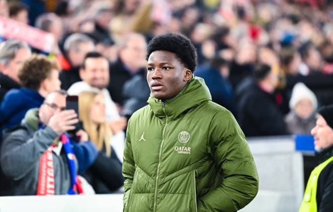 Axel Tape (Paris Saint-Germain) looks on before the UEFA Champions League 2024 25 League Phase MD8 match between VfB Stuttgart and Paris Saint-Germain at MHPArena on January 29, 2025 in Stuttgart, Germany. (Photo by Silas Schueller DeFodi Images) Defodi-738_738_VFBPSG_20250129_323