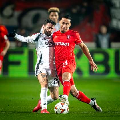 Besiktas JK forwarder Rafa Silva, FC Twente defender Anass Salah-Eddine during the match Twente - Besiktas at the Grolsch Veste for the UEFA Europa League - League phase - Matchday 8 season 2024-2025 in ENSCHEDE, Netherlands on 30 january 2025, (photo by Marcel van Dorst EYE4images Defodi-746_212111