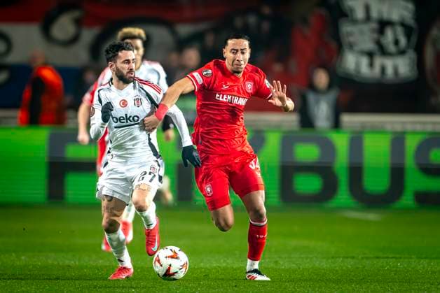 Besiktas JK forwarder Rafa Silva, FC Twente defender Anass Salah-Eddine during the match Twente - Besiktas at the Grolsch Veste for the UEFA Europa League - League phase - Matchday 8 season 2024-2025 in ENSCHEDE, Netherlands on 30 january 2025, (photo by Marcel van Dorst EYE4images Defodi-746_212113