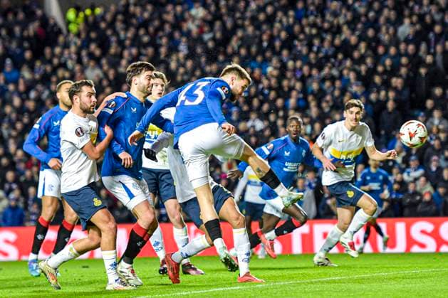 Rangers v Royale Union Saint-Gilloise UEFA Europa League Nicolas Raskin of Rangers scores their sides first goal of the match during the UEFA Europa League match at Ibrox Stadium, Glasgow UK Newspapers OUT Copyright: xJamiexJohnstonx FIL-21353-0029