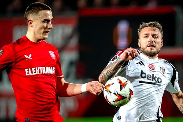 FC Twente defender Gustaf Lagerbielke, Besiktas JK forwarder Ciro Immobile during the match Twente - Besiktas at the Grolsch Veste for the UEFA Europa League - League phase - Matchday 8 season 2024-2025 in ENSCHEDE, Netherlands on 30 january 2025, (photo by Marcel van Dorst EYE4images Defodi-746_212141