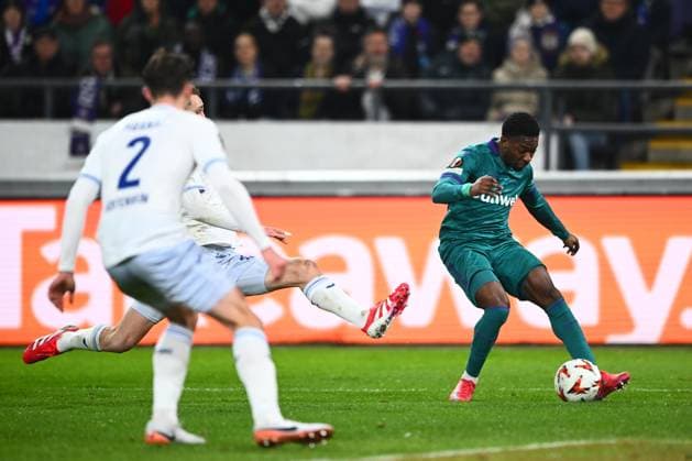RSC Anderlecht v Hoffenheim - UEFA Europa League ANDERLECHT, BELGIUM - JANUARY 30 : Amuzu Francis midfielder of RSC Anderlecht during the UEFA Europa League 2024 25 League Phase MD8 match between RSC Anderlecht and Hoffenheim on January 30, 2025 in Anderlecht, Belgium, 30 01 2025 Anderlecht Belgium  Copyright: xGvgx