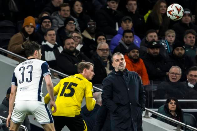 250130 Head coach Ange Postecoglou of Tottenham Hotspur during the UEFA Europa League football match between Tottenham Hotspur and Elfsborg on January 30, 2025 in London. Photo: Emma Wallskog BILDBYRAN COP 320 EW0477 fotboll football soccer fotball uefa europa league europa league tottenham hotspur elfsborg bbeng bbauto Copyright: EMMAxWALLSKOG BB250130EW082