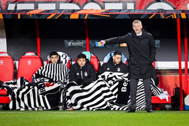 2025-01-30 FC Twente v Besiktas JK - UEFA Europa League 2024 25 League Phase MD8 ENSCHEDE, NETHERLANDS - JANUARY 30: Head Coach Ole Gunnar Solskjaer of Besiktas JK gestures during the UEFA Europa League 2024 25 League Phase MD8 match between FC Twente and Besiktas JK at De Grolsch Veste on January 30, 2025 in Enschede, Netherlands. Enschede De Grolsch Veste Netherlands Content not available for redistribution in The Netherlands directly or indirectly through any third parties. Copyright: xPeterxLousx