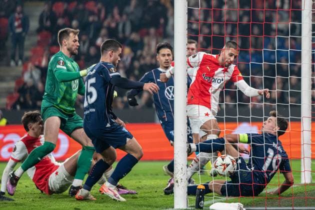 Ondrej Lingr in a big scoring chance during UEFA Europa league match, SK Slavia Prague - Malmo FF , 30. january 2025, Fortuna Arena, Prague, Czech republic Copyright: xMICHALxFAJT,ZOSPORTU.SKx FAJ_2612