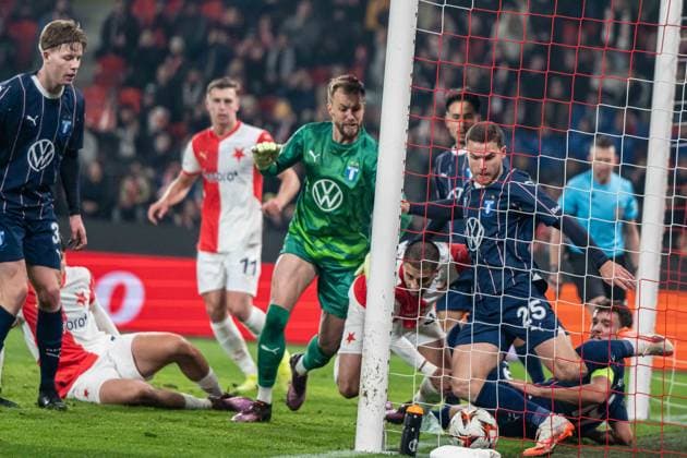 Ondrej Lingr in a big scoring chance during UEFA Europa league match, SK Slavia Prague - Malmo FF , 30. january 2025, Fortuna Arena, Prague, Czech republic Copyright: xMICHALxFAJT,ZOSPORTU.SKx FAJ_2627
