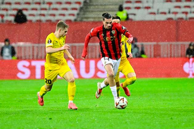 FOOTBALL : OGC Nice VS FK Bodo Glimt - UEFA Europa League - 30 01 2025 L OGC Nice recoit le FK Bodo Glimt Ã l Allianz Riviera dans le cadre de la huiteme journÃ e d UEFA Europa League. Fares Bousnina (OGCN) NiceFrance  Copyright: xWilliamxCannarellax