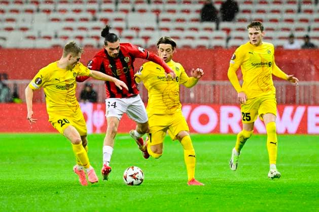 FOOTBALL : OGC Nice VS FK Bodo Glimt - UEFA Europa League - 30 01 2025 L OGC Nice recoit le FK Bodo Glimt Ã l Allianz Riviera dans le cadre de la huiteme journÃ e d UEFA Europa League. Fares Bousnina (OGCN) NiceFrance  Copyright: xWilliamxCannarellax
