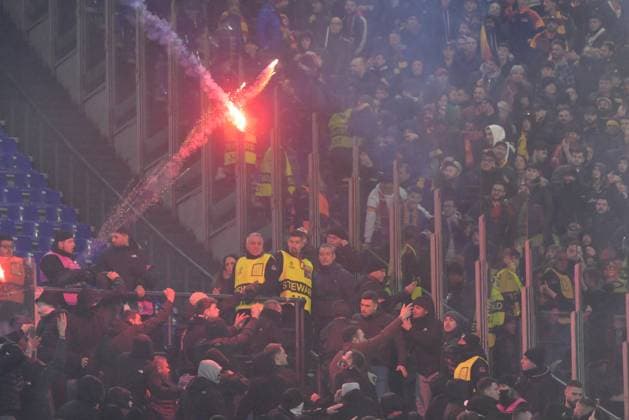 incidents in the Eintracht fan sector during the UEFA Europa League 2024-2025 football match between AS Roma vs Eintracht Frankfurt at the Olympic Stadium in Rome on Juanary 30, 2025.  Copyright: xFabrizioxCorradetti IPAxSportx xipa-agency.netx xx IPA_53472999 IPA_Agency_IPA53472999