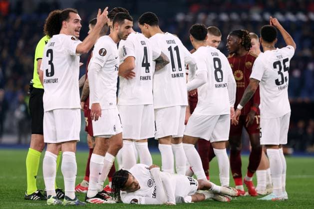 UEFA Europa League, match day 8 - AS Roma vs Eintracht Frankfurt at Olympic Stadium in Rome on 30th January 2025 Rome, Italy 30.01.2025: Arthur Theate of Eintracht Frankfurt during barrier in the Uefa Europa League 2024-2025, football match between AS Roma vs Eintracht Frankfurt at Olympic Stadium in Rome. Rome Olympic italy italy Copyright: xmarcoxiacobucci