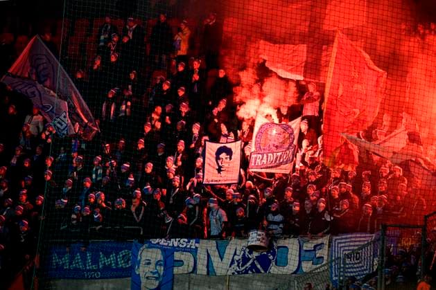 Fans of Malmo are seen during the UEFA Europa League, last 8th round match SK Slavia Praha vs Malmo FF, in Prague, Czech Republic, on January 30, 2025. (CTKxPhoto VitxSimanek) CTKPhotoP2025013010534  CTKPhotoP2025013010534