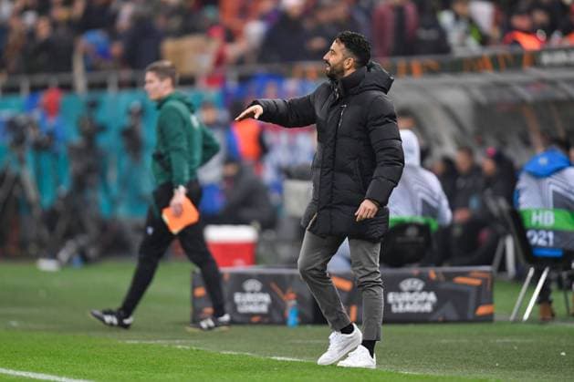 Manchester United, ManU head coach Ruben Amorim gives instructions from the technical area FCSB v Manchester United, UEFA Europa League, Group Stage, Football, The National Arena, Bucharest, Romania - 30 Jan 2025 EDITORIAL USE ONLY No use with unauthorised audio, video, data, fixture lists, club league logos or live services. Online in-match use limited to 120 images, no video emulation. No use in betting, games or single club league player publications. Copyright: xAlexxNicodim Shutterstockx 15122176bi