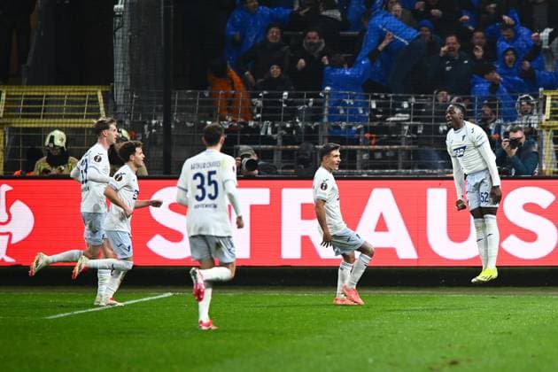 RSC Anderlecht v Hoffenheim - UEFA Europa League ANDERLECHT, BELGIUM - JANUARY 30 : Mokwa David of Hoffenheim celebrates scoring a goal during the UEFA Europa League 2024 25 League Phase MD8 match between RSC Anderlecht and Hoffenheim on January 30, 2025 in Anderlecht, Belgium, 30 01 2025 Anderlecht Belgium  Copyright: xGvgx