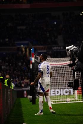 FOOTBALL : Olympique Lyonnais vs Ludogorets Razgrads - Europaligue - Groupama Stadium - Decines-Charpieu - 30 01 2025 Corentin Tolisso (8 Olympique Lyonnais) celebre son but lors du match Olympique Lyonnais vs Ludogorests, UEFA Europa League, Groupama Stadium Ã Lyon, France LyonFrance  Copyright: xPaulinexFIGUETx xPSnewZx