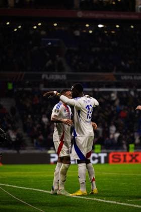FOOTBALL : Olympique Lyonnais vs Ludogorets Razgrads - Europaligue - Groupama Stadium - Decines-Charpieu - 30 01 2025 Corentin Tolisso (8 Olympique Lyonnais) Moussa Niakhate (19 Olympique Lyonnais) celebrent le but lors du match Olympique Lyonnais vs Ludogorests, UEFA Europa League, Groupama Stadium Ã Lyon, France LyonFrance  Copyright: xPaulinexFIGUETx xPSnewZx