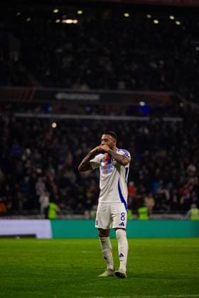 FOOTBALL : Olympique Lyonnais vs Ludogorets Razgrads - Europaligue - Groupama Stadium - Decines-Charpieu - 30 01 2025 Corentin Tolisso (8 Olympique Lyonnais) celebre son but lors du match Olympique Lyonnais vs Ludogorests, UEFA Europa League, Groupama Stadium Ã Lyon, France LyonFrance  Copyright: xPaulinexFIGUETx xPSnewZx