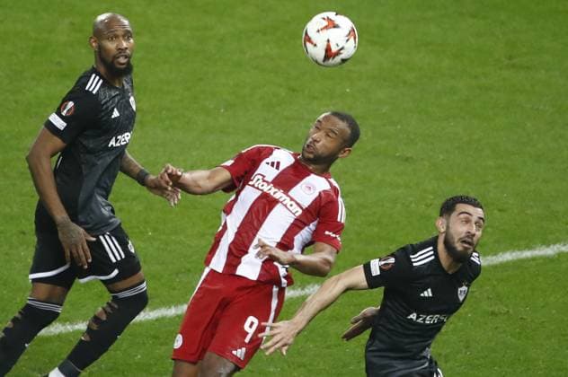Ayoub El Kaabi of Olympiacos in action during the UEFA Europa League league phase matchdgy 8 soccer match between Olympiacos and Qarabag FK held at Stadium Georgios Karaiskakis in Piraeus, Greece, 30 January 2025. IMAGO ONE INCH PRODUCTIONS PIRAEUS Greece Copyright: xOnexInchxProductionsx 6449695