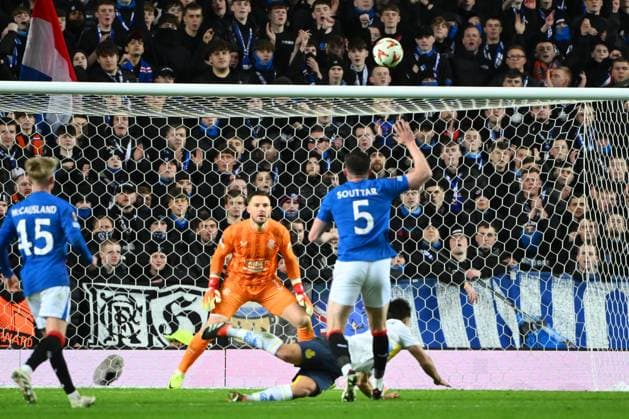 Rangers FC v Royale Union Saint-Gilloise - UEFA Europa League GLASGOW, SCOTLAND - JANUARY 30 : Mac Allister Kevin defender of Royale Union Saint-Gilloise scoring a goal during the UEFA Europa League 2024 25 League Phase MD8 match between Rangers FC and Royale Union Saint-Gilloise on January 30, 2025 in Glasgow, Scotland, 30 01 2025 Glasgow Scotland  Copyright: xVincentxKalutx