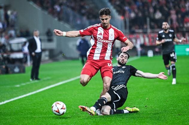 Olympiacos FC vs Qarabag - UEFA Europa League 2024 25, Matchday 8 84 Charalampos Kostoulas of Olympiacos FC plays during the Europa League, Matchday 8 match between Olympiacos FC and Qarabag at Georgios Karaiskakis Stadium in Piraeus, Greece, on January 30, 2025. Copyright: xBEAUTIFULxSPORTS Kyriazisx