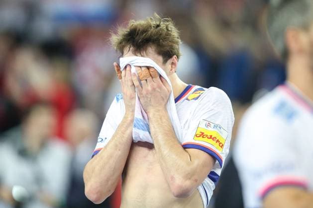 IHF Men Handball World Championship, WM, Weltmeisterschaft France v Croatia Thibaud Briet of France reacts after the 2025 IHF Men s Handball World Championship Semi-final match between France and Croatia at Arena Zagreb on January 30, 2025 in Zagreb, Croatia.  SlavkoxMidzor PIXSELL