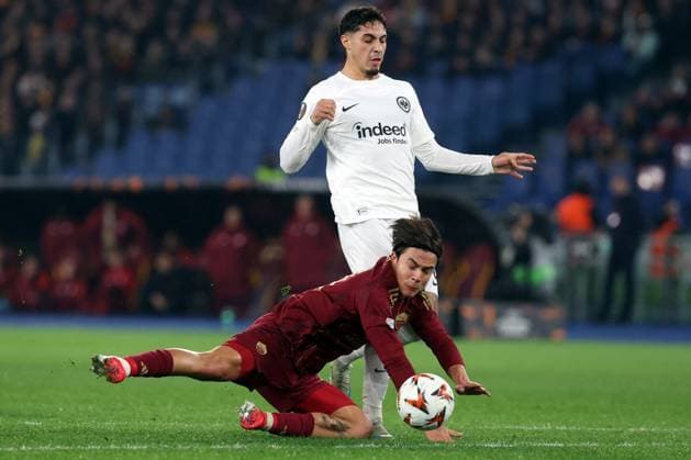 CALCIO - UEFA Europa League - AS Roma vs Eintracht Frankfurt Rome, Italy 30.01.2025: Paulo Dybala of Roma, Robin Koch of Eintracht Frankfurt during the Uefa Europa League 2024-2025, football match between AS Roma vs Eintracht Frankfurt at Olympic Stadium in Rome. Rome Italy  Copyright: xIPAxSport ABACAx