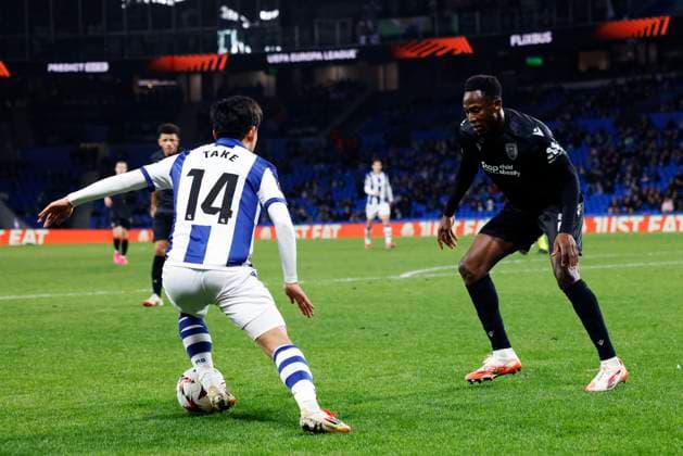 Takefusa Kubo (Sociedad), JANUARY 30, 2025 - Football Soccer : UEFA Europa League match between Real Sociedad 2-0 PAOK Thessaloniki at Reale Arena in San Sebastian, Spain. Noxthirdxpartyxsales  (280124417)