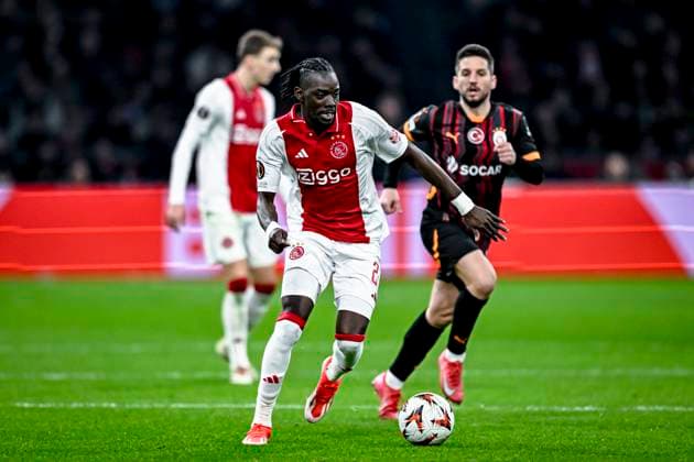 AFC Ajax Amsterdam forwarder Bertrand Traore, during the match Ajax - Galatasaray at the Johan Cruijff ArenA for the UEFA Europa League - League phase - Matchday 8 season 2024-2025 in AMSTERDAM, Netherlands on 30 januari 2025, (photo by Stefan Koops EYE4images DeFodi Images) Defodi-746_212411