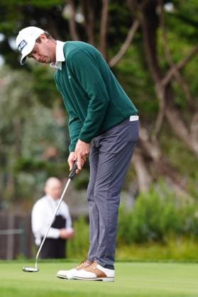 PEBBLE BEACH, CA - JANUARY 30: PGA, Golf Herren golfer Harris English putts on the 3rd hole during the first round of the AT&T Pebble Beach Pro AM on January 30, 2025, at Pebble Beach Golf Links in Pebble Beach, California. (Photo by Brian Spurlock Icon Sportswire) GOLF: JAN 30 PGA AT&T Pebble Beach Pro-Am EDITORIAL USE ONLY Icon25013056