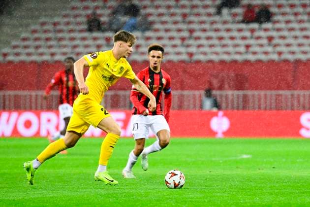 FOOTBALL : OGC Nice VS FK Bodo Glimt - UEFA Europa League - 30 01 2025 L OGC Nice recoit le FK Bodo Glimt Ã l Allianz Riviera dans le cadre de la huiteme journÃ e d UEFA Europa League. Villads Nielsen (FKBG) NiceFrance  Copyright: xWilliamxCannarellax