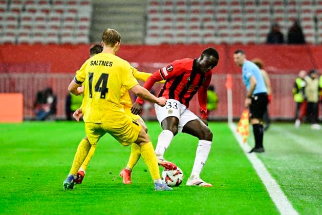 FOOTBALL : OGC Nice VS FK Bodo Glimt - UEFA Europa League - 30 01 2025 L OGC Nice recoit le FK Bodo Glimt Ã l Allianz Riviera dans le cadre de la huiteme journÃ e d UEFA Europa League. Antoine Mendy (OGCN) NiceFrance  Copyright: xWilliamxCannarellax