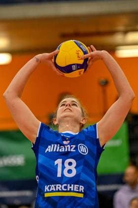DVL Allianz MTV Stuttgart - Dresdner SC 30.01.2025 DVL, Volleyball, 1. Bundesliga, Damen, Saison 2024 25, Allianz MTV Stuttgart (in Blau), gegen Dresdner SC (in Weiß-Rot), Pia Kästner, Copyright: xBEAUTIFULxSPORTS TomxBlochx