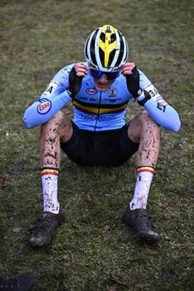 Belgian Mats Vanden Eynde pictured after the mixed team relay race, at the UCI Cyclocross World Championships, in Lievin, France, Friday 31 January 2025. The world championships are taking place from 31 January until 02 February. JASPERxJACOBS  x111508571x